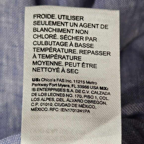 Chico's Womens Linen Pants Size 1 Light Blue Side Button Accents Elastic Waist - Picture 8 of 11